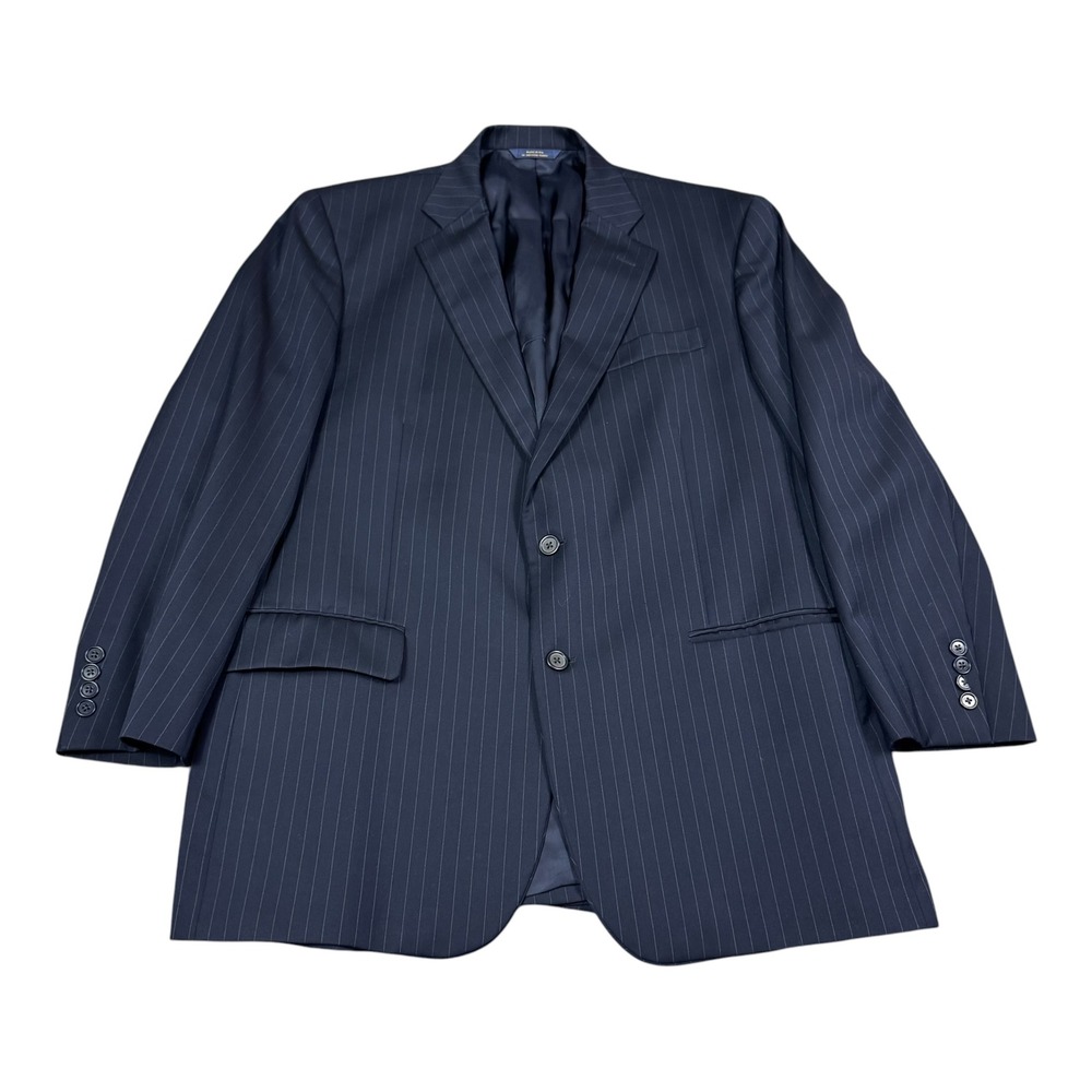 Brooks Brothers 1818 Maddison Navy Blue Striped Two Button Blazer Men's 44R FLAW